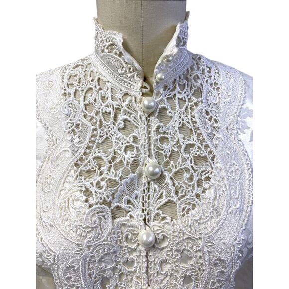 VTg 80s Jessica McClintock Bridal Suit 12 Cottagecore Wedding Ivory Med